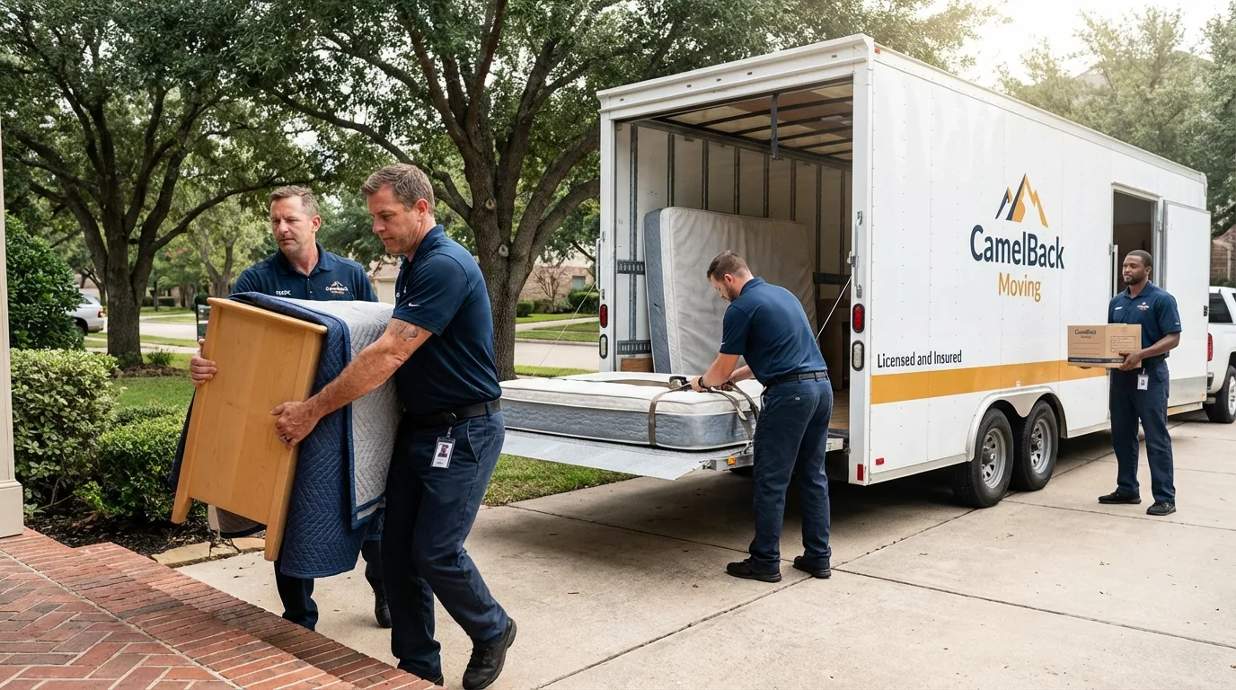 Crew loading residential truck for cross-state move from Emporia, KS