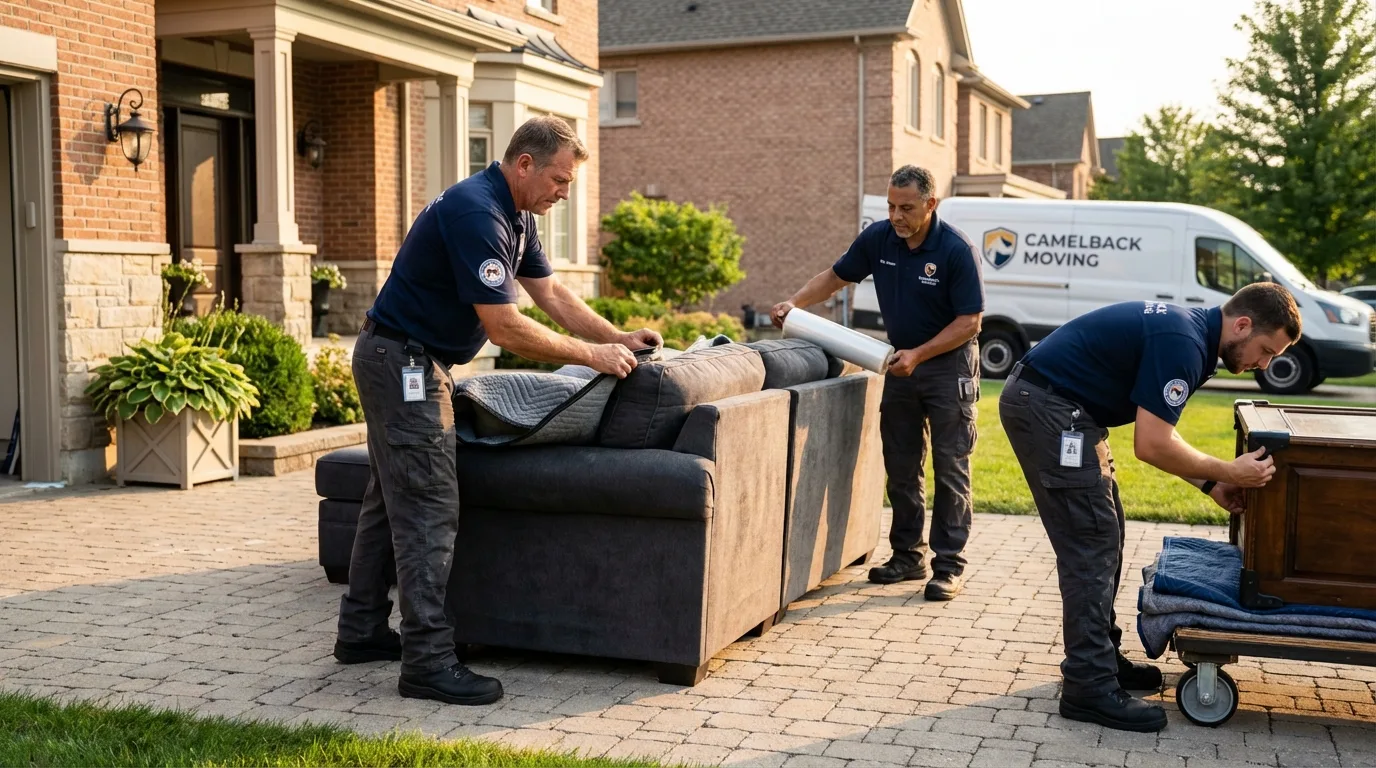 Large estate moving crew wrapping furniture in Emporia, KS