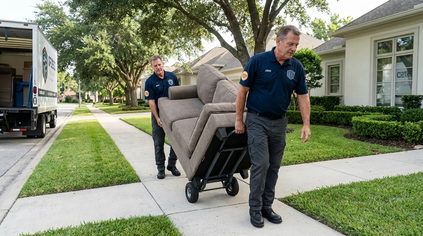 Local residential moving crew loading furniture in Emporia, KS